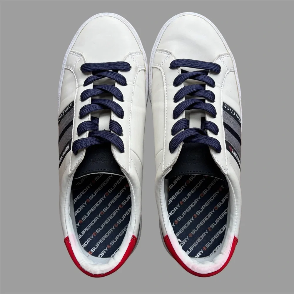 Superdry Vintage Court Trainers in White and‎ Navy